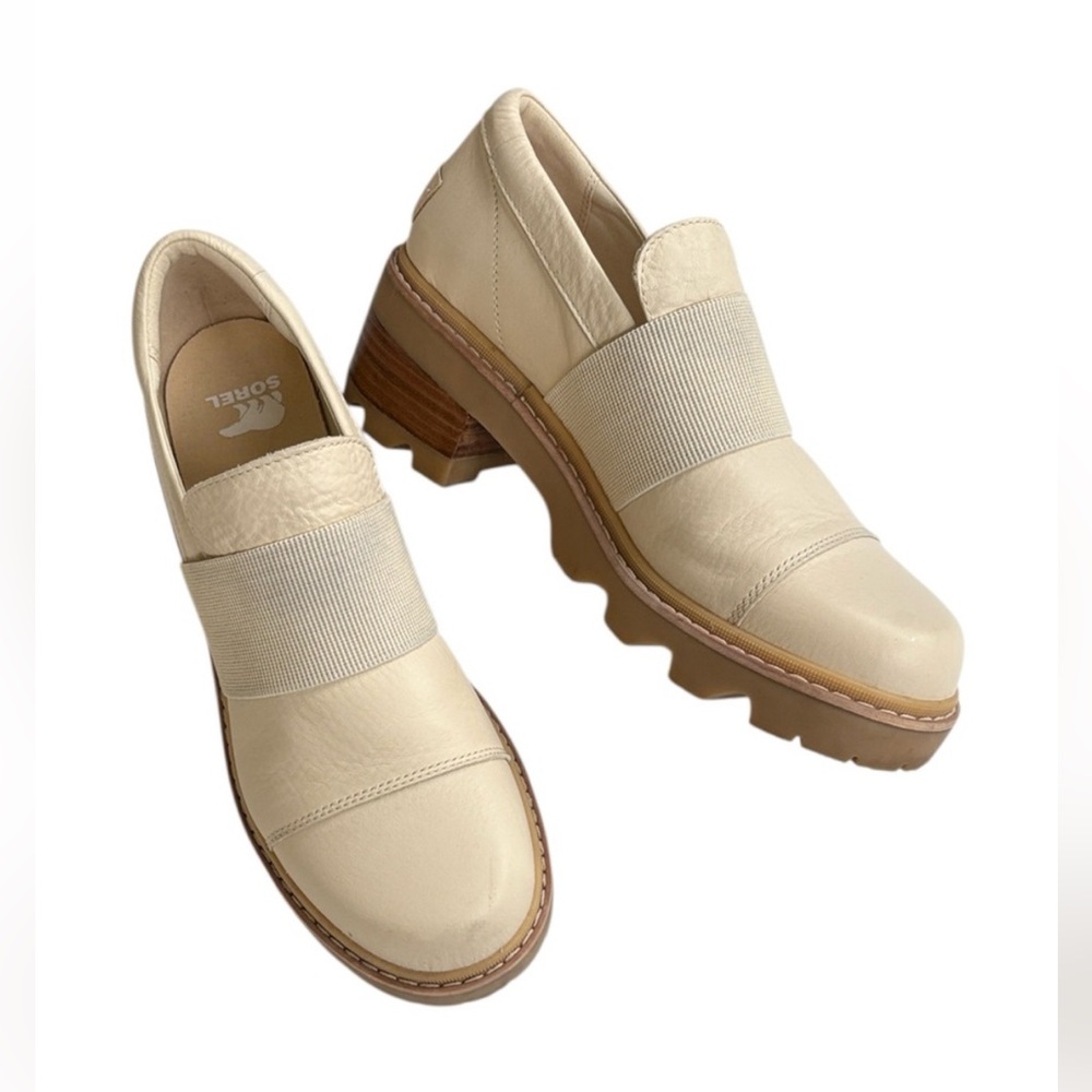 Sorel Leather Joan Now Loafers Cream Size 11
